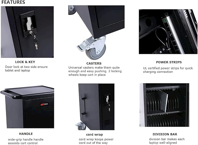 30-Device Mobile Charging Cart and Cabinet, Safety Charging Cart - Image 4