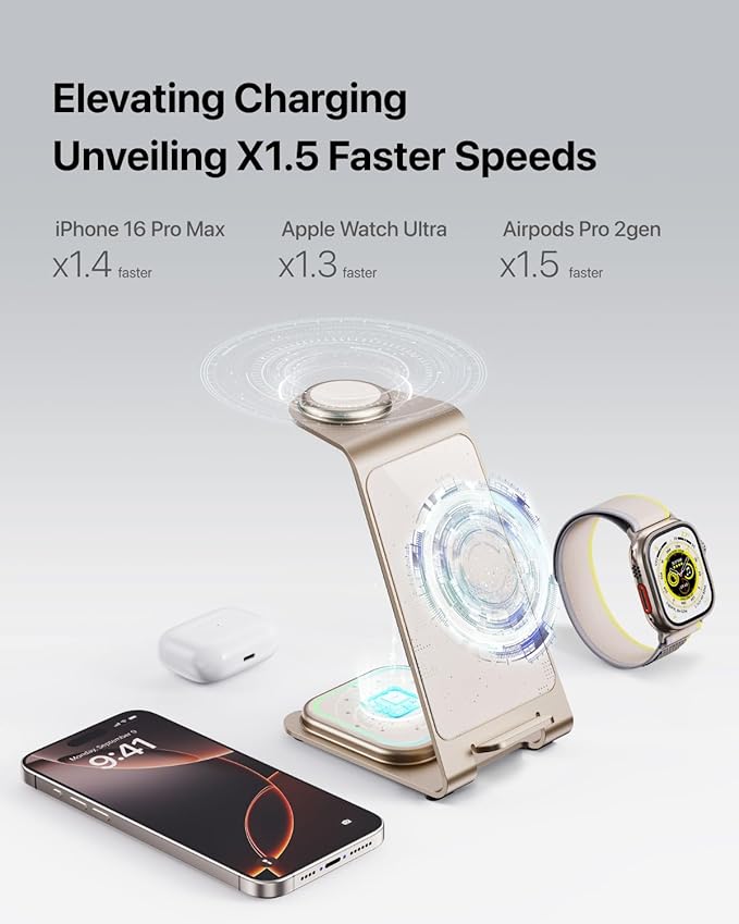 Intoval Aluminum 3 in 1 Wireless Charging Station - Image 8