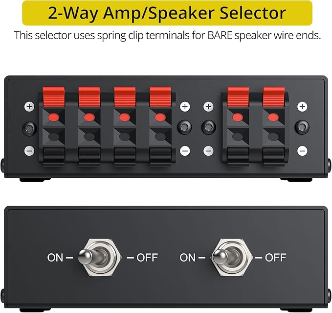 PROZOR 2-Zone Speaker Switch Box, 2-Way Amp/Speaker Selector - Image 8