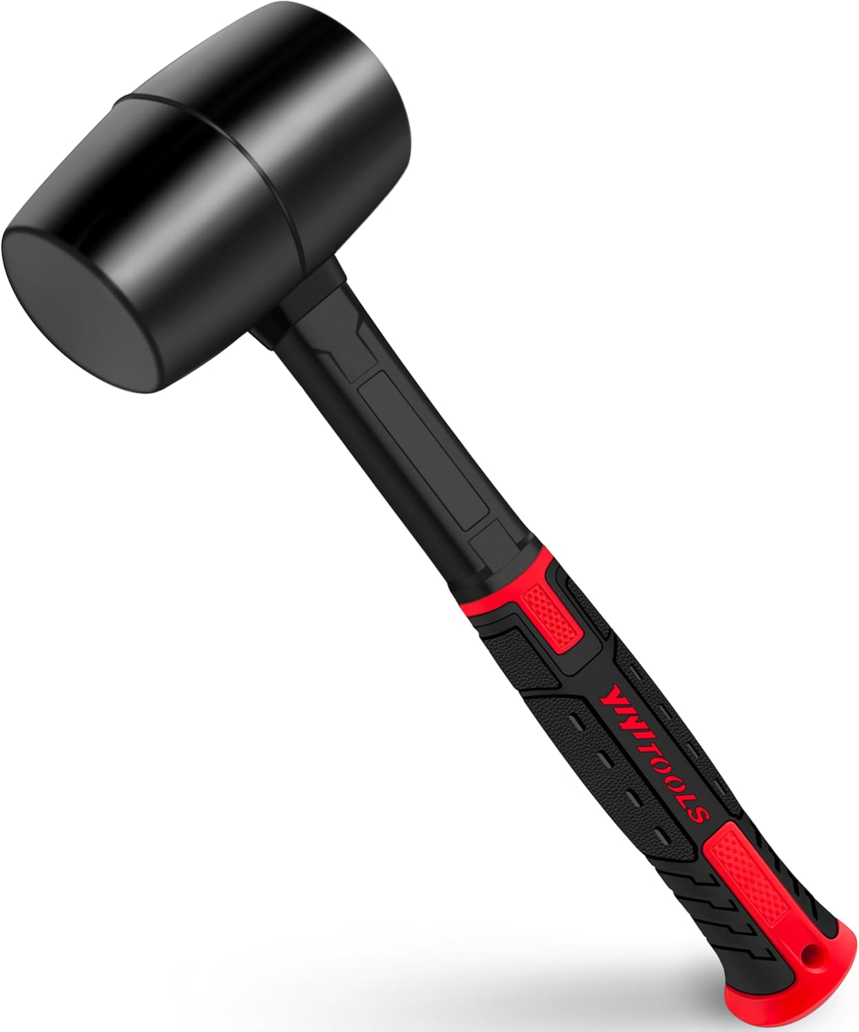 YIYITOOLS 16oz Rubber Mallet Hammer,Double Faced Soft Mallets,Durable Solid Rubber Head,Fiberglass Handle,Ergonomic Grip,Mallet for Flooring,Tent,Woodworking,Camping,Soft Blow Task without Damage