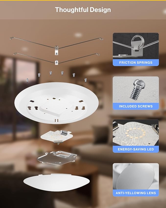 Sunco 48 Pack LED Disc Lights Ceiling 6 Inch, Flush Mount Disk Light, Recessed - Image 4