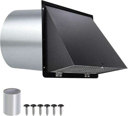 12 Inch Wall Vent Hood Exhaust Vent Cap Dryer Vent Cover, Exterior Hooded Wall