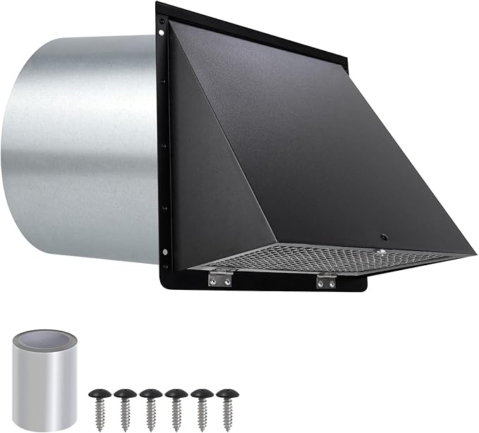 12 Inch Wall Vent Hood Exhaust Vent Cap Dryer Vent Cover, Exterior Hooded Wall by JYINCPED