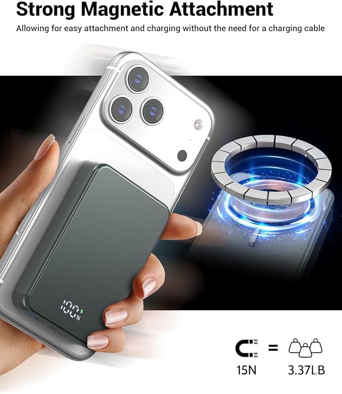 Magnetic Portable Charger for Magsafe Power Bank, 26800mAh 20W PD Large - Image 4
