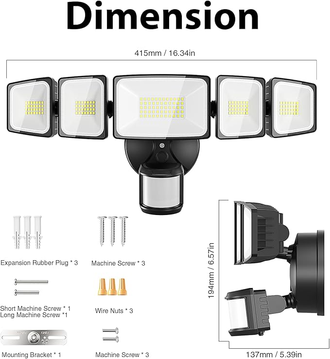 Onforu 120W 12000LM LED Security Lights Motion Sensor Outdoor, Dusk to Dawn - Image 9