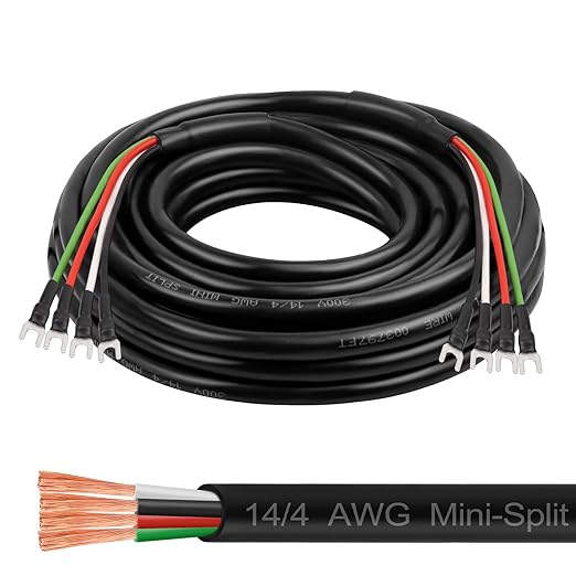MOOKEERF 14/4 AWG Mini-Split Cable - 10FT 14 AWG 4 Conductor Control Cable 300V by MOOKEERF