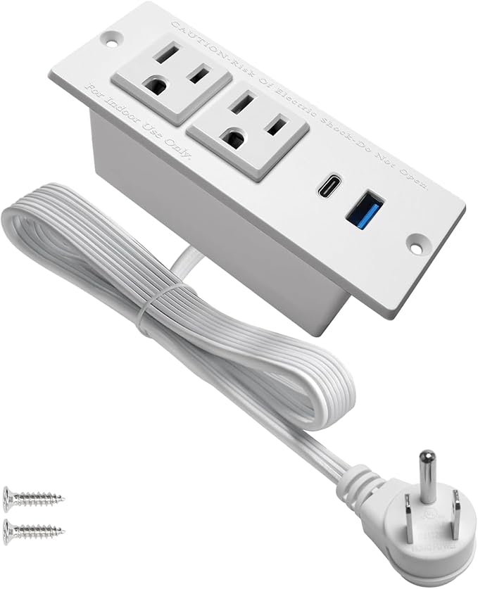 4 LEAF USB C Recessed Power Strip Fast Charge Desktop Power Station 2 Outlets 2 by 4LEAF