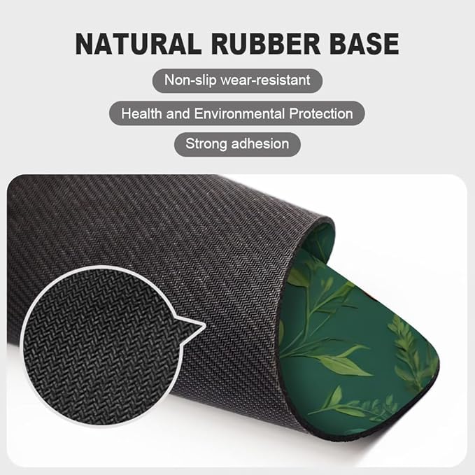 Flower Branch Pattern Cute Square Mouse pad, Waterproof, Anti Slip Rubber Base - Image 4