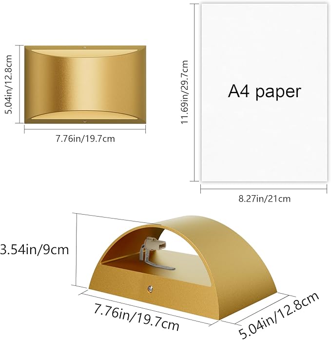 Aipsun Gold Wall Sconce Indoor Wall Lights Hardwired Set of 2 Up and Down Wall - Image 4