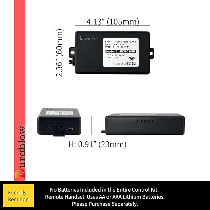 Durablow SH3002-RH On/Off WiFi Gas Fireplace Remote Control - Image 2