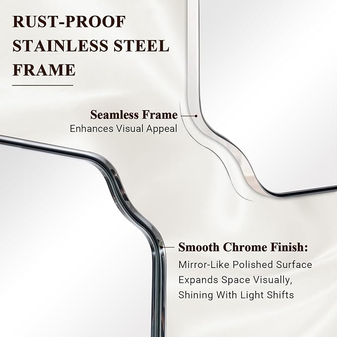 ANDY STAR Chrome Bathroom Mirror, 24x32 Inch Polished Chrome Rectangle Mirror - Image 4