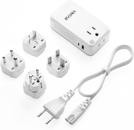 220V to 110V Converter for European Travel, VINTAR 200W Mini Universal Travel by VINTAR