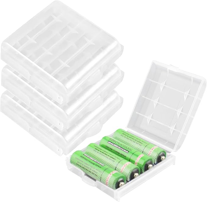 KEEPOW 4 Pcs AA/AAA Battery Storage Case Holder Box by KEEPOW