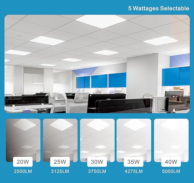 2x2 LED Light Flat Panel, 20/25/30/35/40W, 5 Color Temps 3K/3.5K/4K/5K/6.5K - Image 2