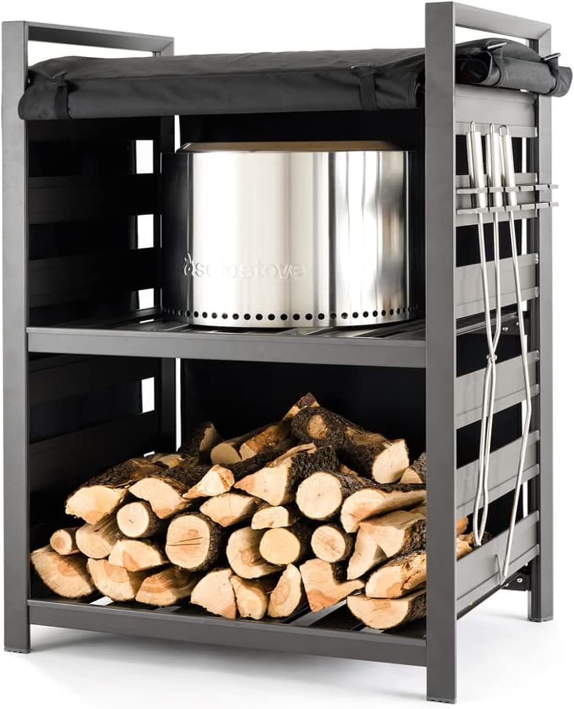 solo stove station – 4.4ft black aluminum firewood, main product view