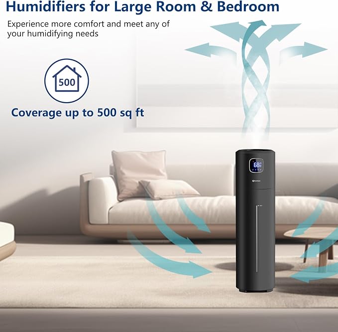 Akeshan Large Humidifiers for Bedroom, 9L/2.5Gal Ultrasonic Cool Mist, Top Fill - Image 4