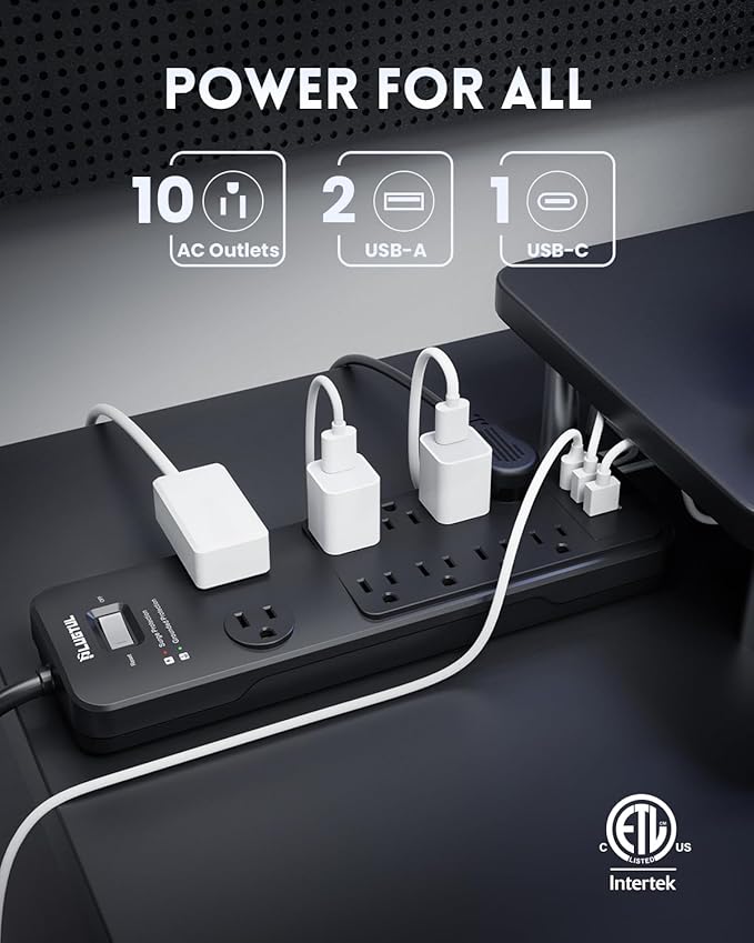 Surge Protector Power Strip 20FT, PLUGTUL Surge Protector - Image 2