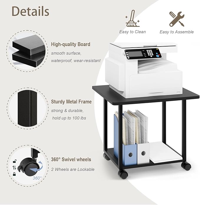 MARTY 22"x15.75" Large Under Desk Printer Stand - Image 8