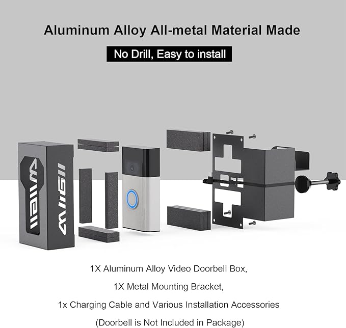 Anti Theft Ring Doorbell Mount, All Metal Ring Camera Door Mount Upgrade - Image 7