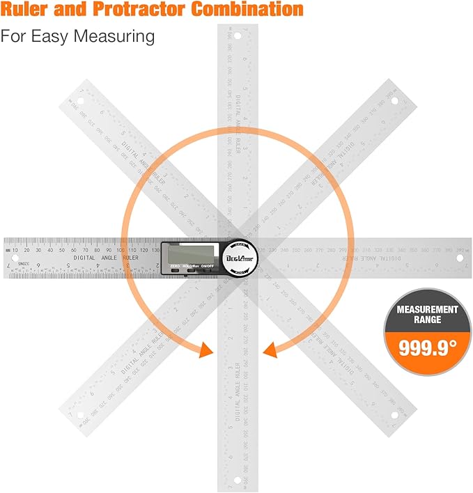 Digital Angle Finder Protractor, DEGLASERS Digital Protractor 7inch/200mm - Image 5