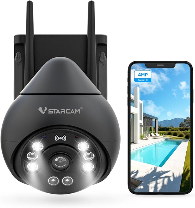 VSTARCAM 4MP Outdoor Security Camera, 360° View, Color Night Vision, PIR Motion by VSTARCAM