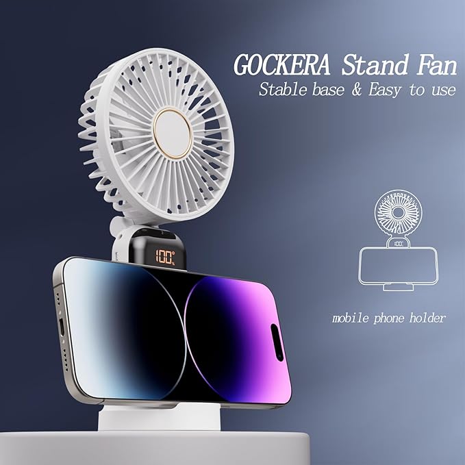 GOCKERA Portable Fan, 4200mAh Battery Operated Fan, 5 Speeds&Digital Display - Image 5