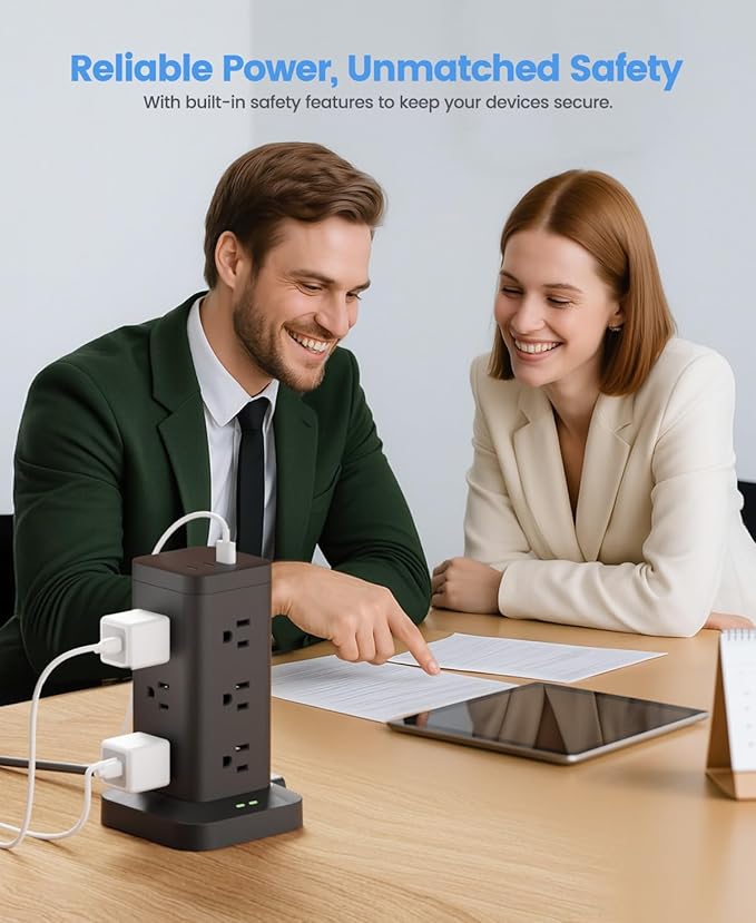Power Strip Tower with Surge Protector 1800J, Fast Charging Tower PD20W USB-C - Image 9