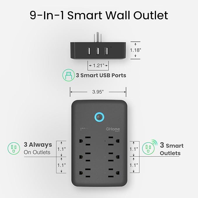 GHome Smart Plug Outlet Extender, USB Wall Charger - Image 5