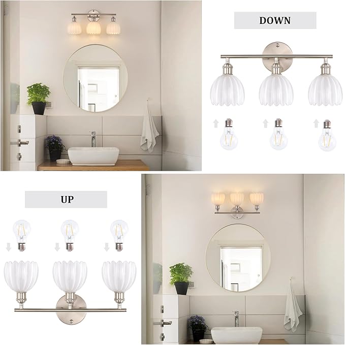 Shenmoyl Bathroom Light Fixtures, 3-Light Vanity Wall Light Over Mirror - Image 6