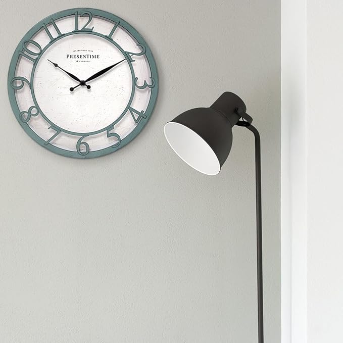 Presentime & Co 13" Farmhouse Series Wall Clock, Shiplap Style, Silent No - Image 5