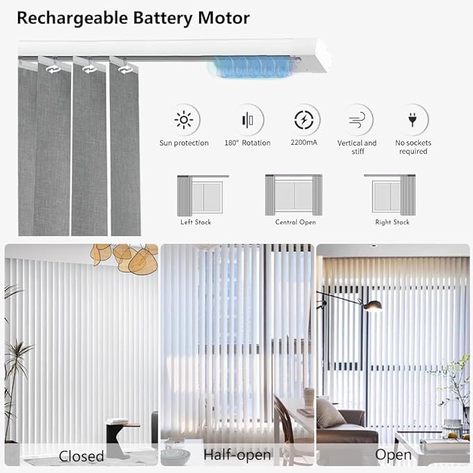 Blindify Motorized Vertical Blinds, Dark Grey - Image 6