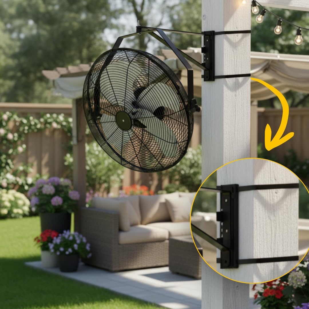 ZeboZap 18" Outdoor Fan | Outdoor Fans for Patios Waterproof, Wall Mounted Fan for Gazebo, Covered Patio, Greenhouse & Workshop, IP44 Waterproof, 4000 CFM, 3-Speed, 10 ft Power Cord, ETL Certified