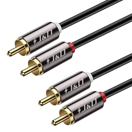 J&D 2 RCA M/M Stereo Audio Cable, RCA Audio Cables, 20 Feet by JDTech