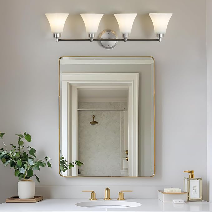 LOUSACE 4 Light Bathroom Vanity Light Brushed Nickel Bathroom Lighting Fixtures - Image 3