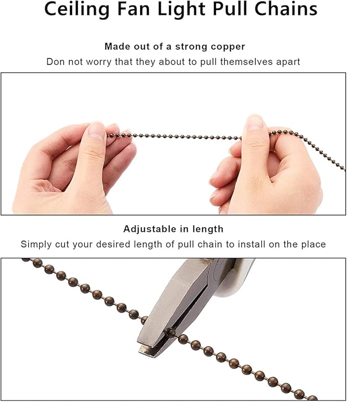 Ceiling Fan Pull Chain Set, 4 Pieces Bulb and Fan Pattern Pull Chain Extension - Image 5