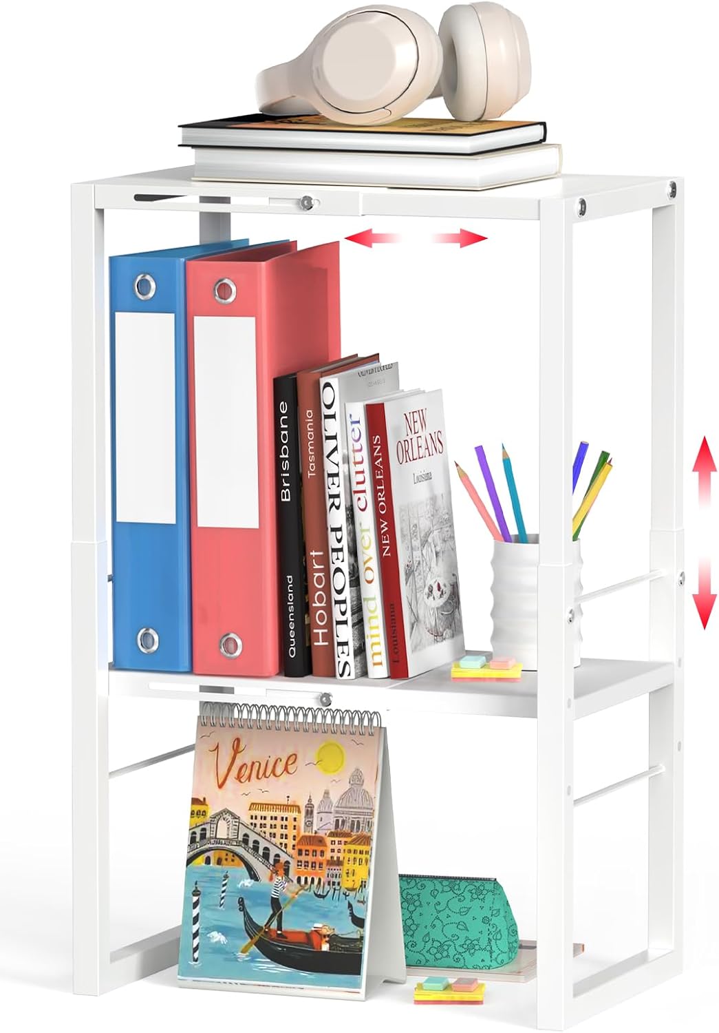 lidtop locker organizer shelf, metal adjustable width and, main product view