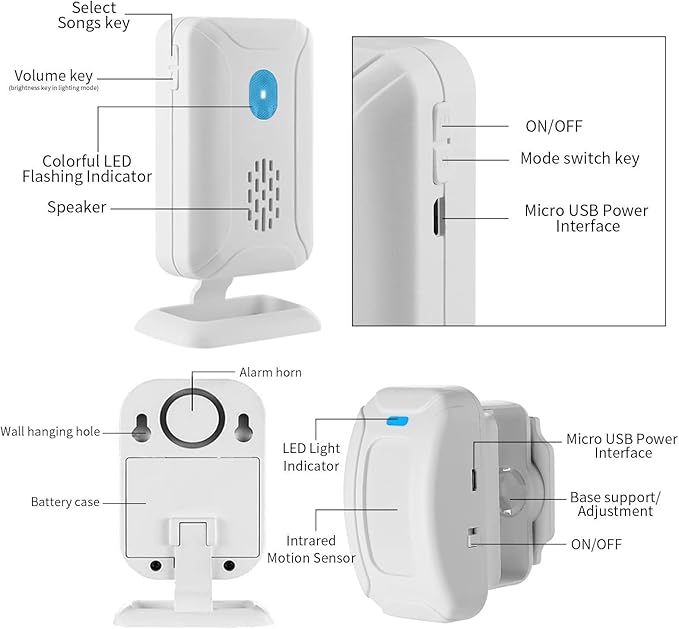 KCMYTONER Wireless Motion Sensor Door Chime, Entry Alert Chime - Image 6