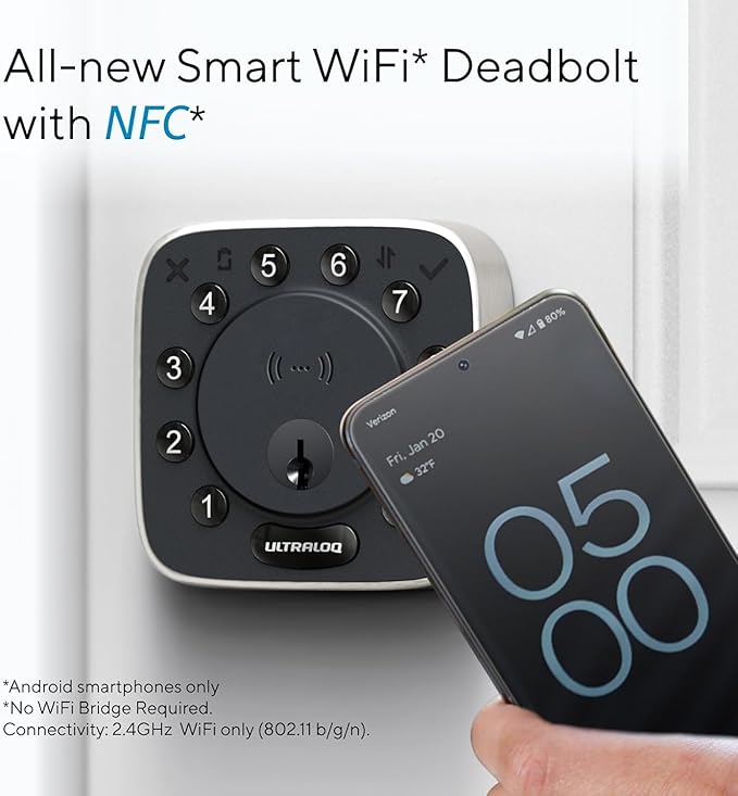 ULTRALOQ 2025 Upgrade Bolt NFC Smart Door Lock, Built-in WiFi Deadbolt 6-in-1 - Image 3