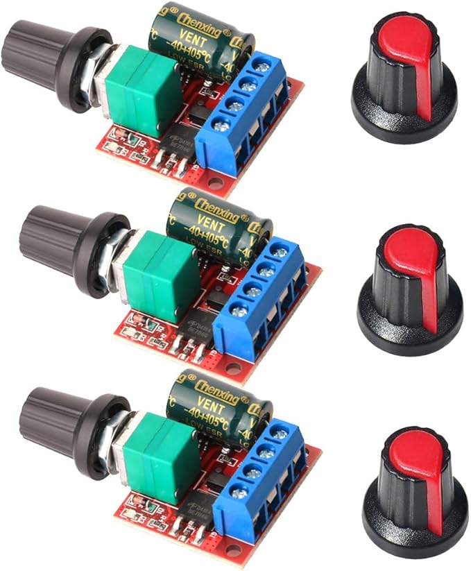 Gebildet 3pcs Mini DC Motor PWM Speed Controller, DC 5V-35V 5A Speed Adjustable by Gebildet