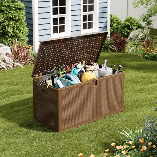 idealhouse 150 gal waterproof blow molded resin deck on a desk or shelf