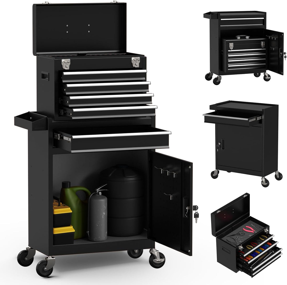 5-drawer high capacity rolling tool box, removable cabinet, main product view