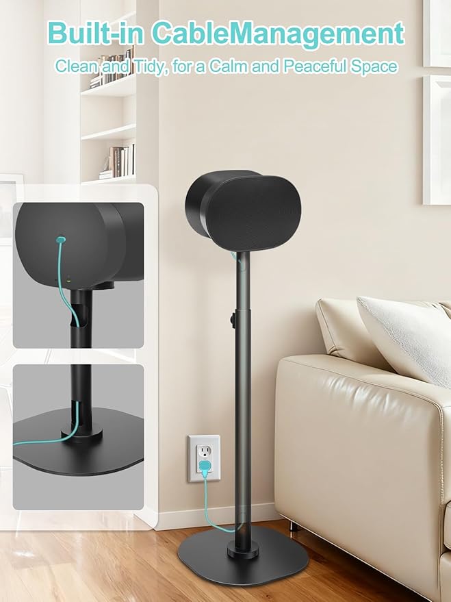 Haturi Speaker Stands Pair for Sonos ERA 100 & 300 Adjustable 22”–42” Floor - Image 4