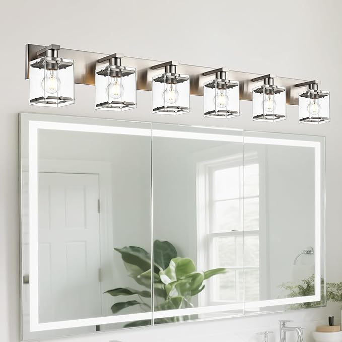 WINSHEN 6-Lights Brushed Nickel Bathroom Light Fixture Over Mirror, Modern Wall - Image 4