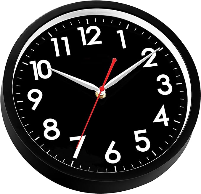 AKCISOT Wall Clock Modern Black Silent Non Ticking Wall Clocks Battery Operated - Image 3