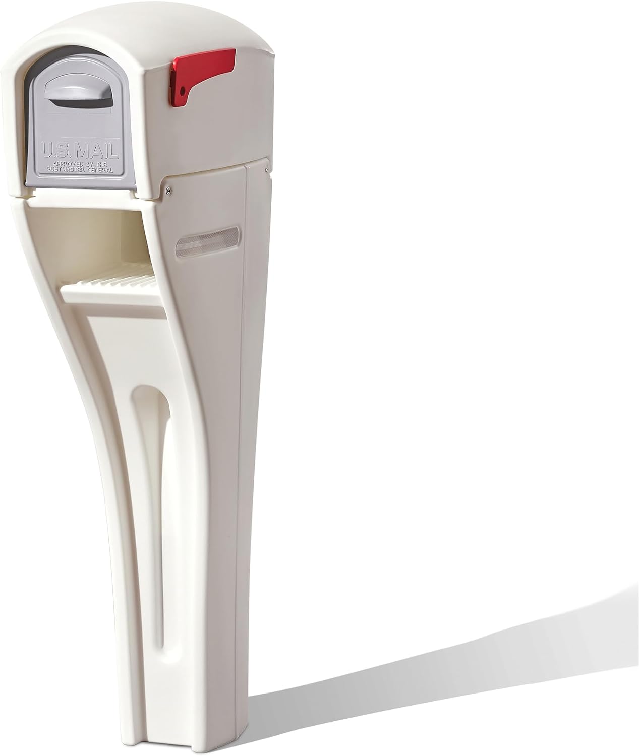 Step2 Mailmaster Streamline Mailbox & Post, Weather Resistant, Large Outdoor Mailboxes, Made of Durable Plastic, Easy to Install, Flag Included, White