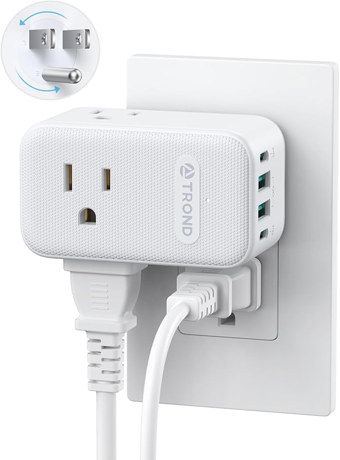TROND Outlet Extender with 360 Rotating Plug, 3 AC Outlet Splitter with 2 PD by TRONDOfficial