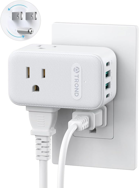 TROND Outlet Extender with 360 Rotating Plug, 3 AC Outlet Splitter with 2 PD by TRONDOfficial