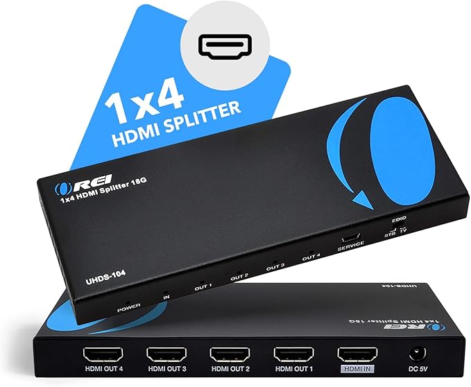 OREI HDMI Splitter 1 in 4 Out – 1x4 4K@60Hz HDMI 2.0 UHD Powered 4-Port HDMI - Image 7