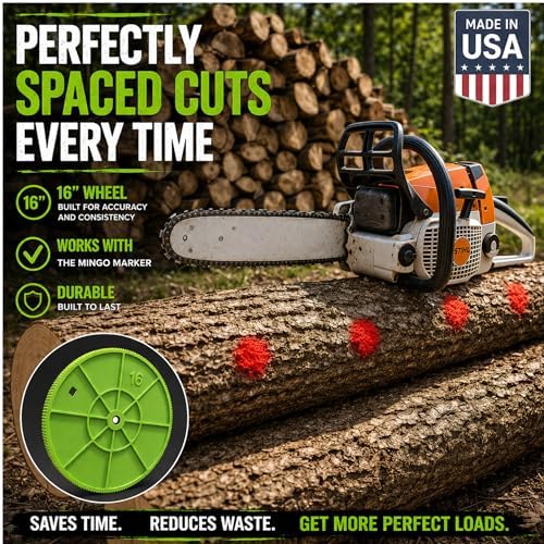 the mingo ultimate firewood measuring tool - chainsaw, close-up detail
