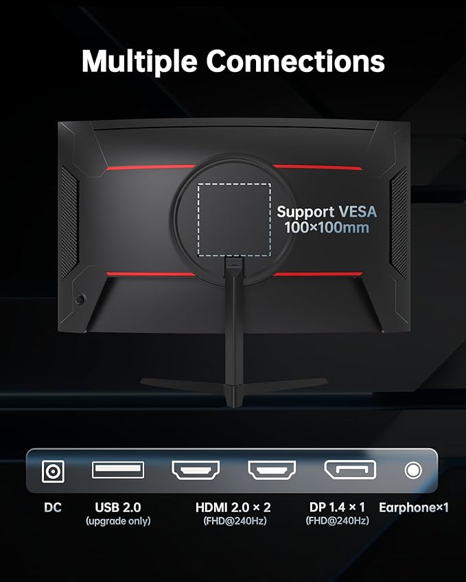 KTC 24 Inch Curved 240Hz Gaming Monitor, FHD 1500R Curved Computer Monitor 1080P - Image 7